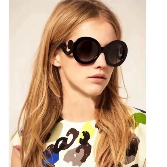 Stylish Black Leopard Oversized Baroque Swirl Hollywood UV 400 Sunglasses‼️ - Picture 3 of 10
